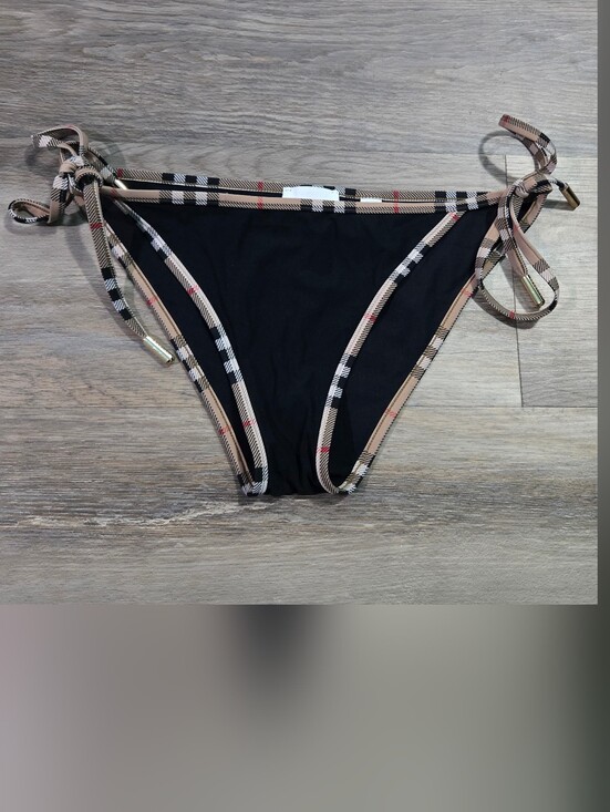 Burberry Other - Burberry Check Trim String Bikini Bottoms Black XS Extra Small